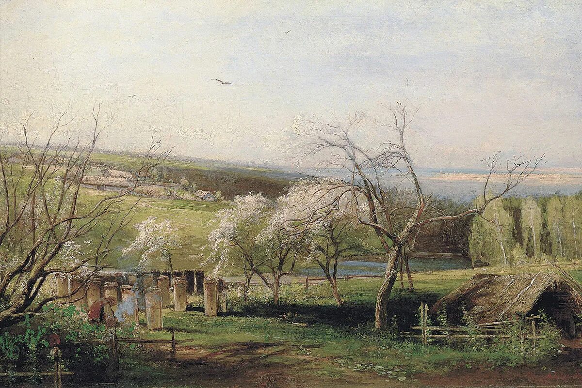 Картина википедия. Алексей Кондратьевич Саврасов сельский вид 1867. Алексей Кондратьевич Саврасов сельский вид. Картина Саврасова сельский вид. Алексей Саврасов Печерский монастырь близ Нижнего Новгорода.