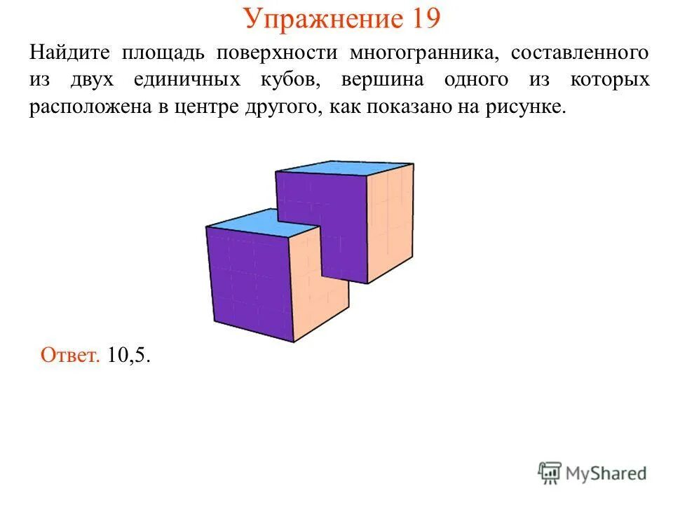 Найдите площадь поверхности куба с ребром 4