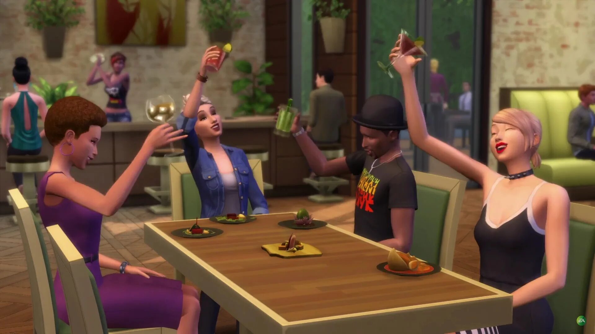 The SIMS 4. В ресторане. SIMS 4 dine out. SIMS 4 Скриншоты. Игра вики симс