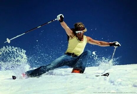 Спортсмен съехал на лыжах с горы 40