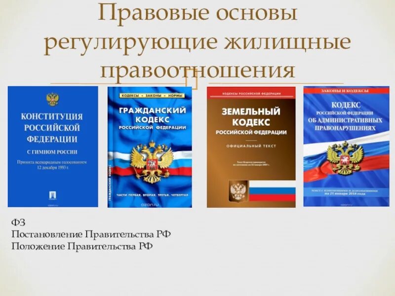 Правовая основа. Жилищное законодательство.