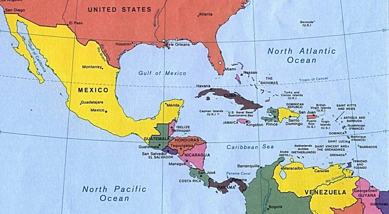 Государственный язык центральной америки. Политическая карта центральной Америки. Центральная Америка на политической карте. Политическая карта центральной Америки со странами. Карта центральной Америки со странами.