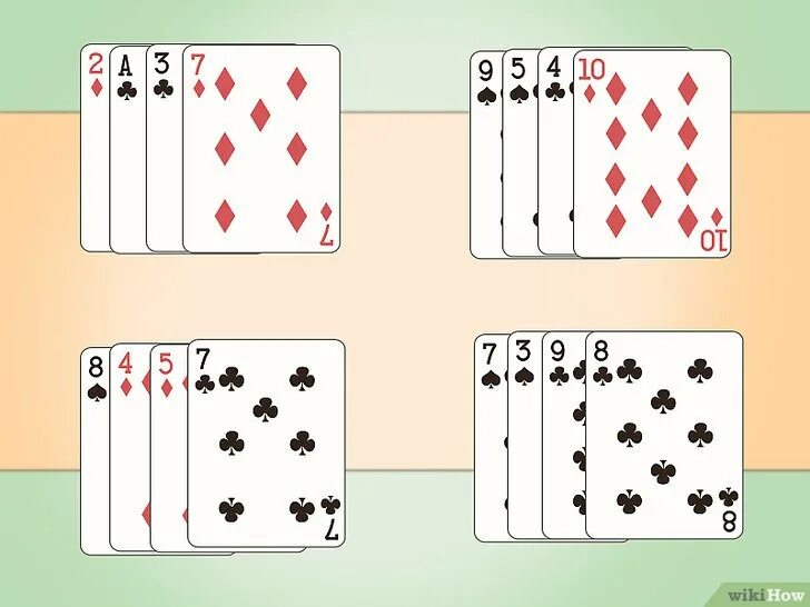 Карты на четверых. Карты для фокусов. Трюки с картами. Раскладывание карт в 4 ряда. Фокус с 16 картами.
