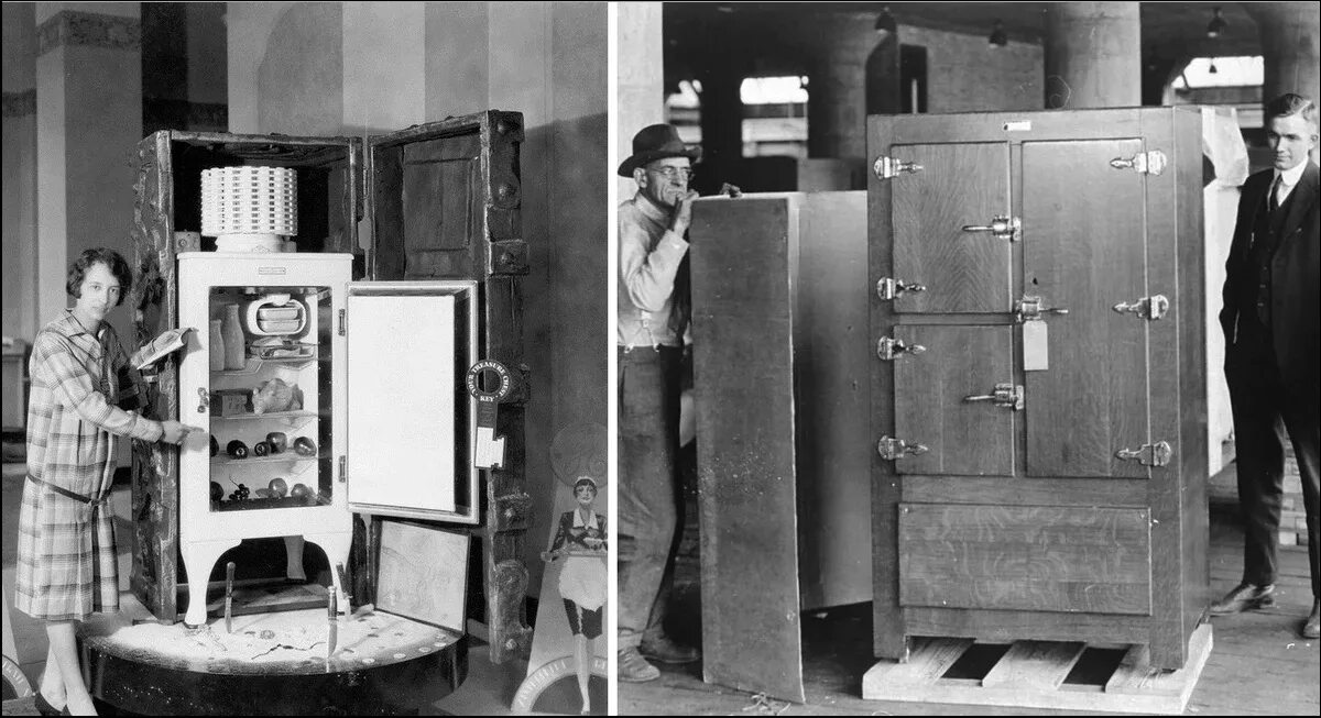 Выпущен первый в мире. 1926 Холодильник Кристиан Стинструп. Первый холодильник General Electric 1911. Холодильник Monitor-Top 1927.