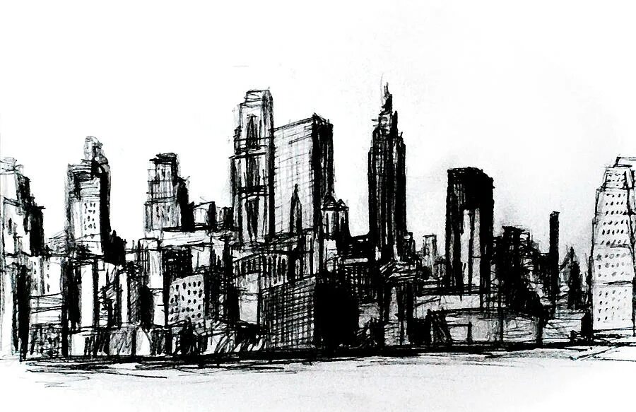 Люди в городе графика. Эскиз города. Город Графика. Город New York Графика. Город рисунок Графика.
