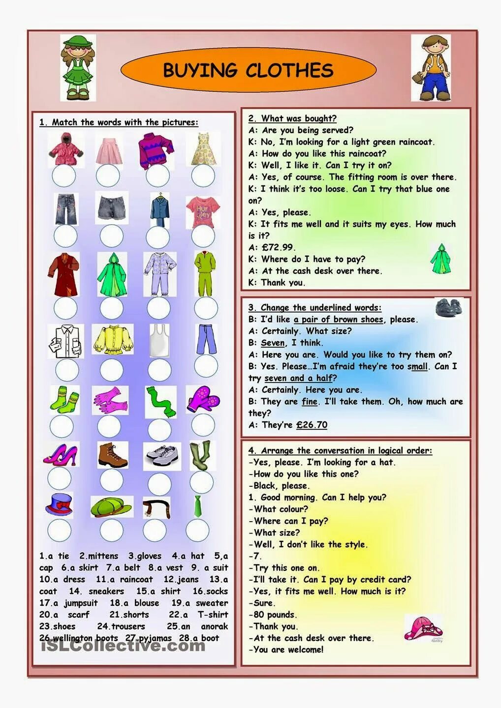 Clothes dialogues. Английский язык одежда Worksheets. Одежда на английском задания. Одежда Worksheets for Kids. Упражнения по английскому языку одежда.