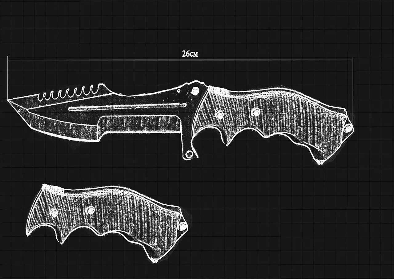Как сделать нож из cs go. Охотничий нож кс го чертеж. нож huntsman чертеж. охотничий нож кс го чертеж с размерами. чертеж ножа охотничий нож из кс го.