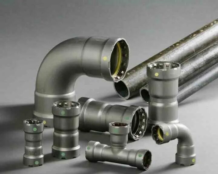 Фитинги для стальной трубы / Steel Pipe Fittings. Трубы металлические Виега. Viega Megapress. Резьбовые соединения Виега стальные. Купить часть трубы