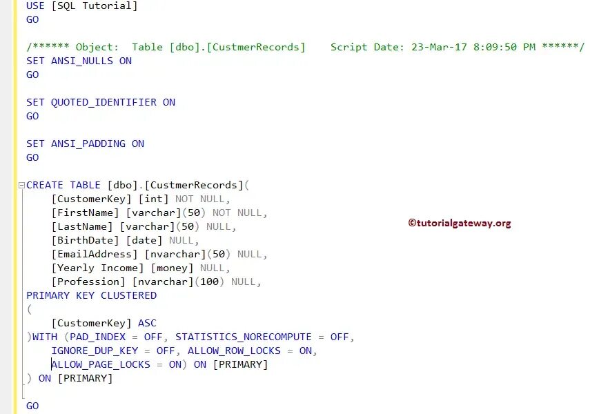 Id integer primary key