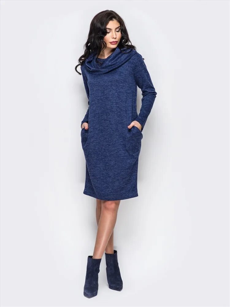 синее шерстяное платье