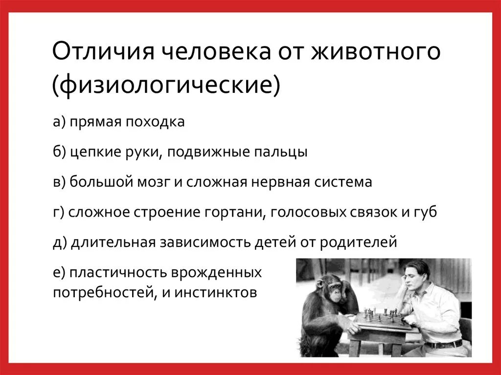 5 человек от животного отличается. Отличие человека от животного. биологические отличия человека. анатомические отличия человека от животного. физиологические отличия человека от животных.
