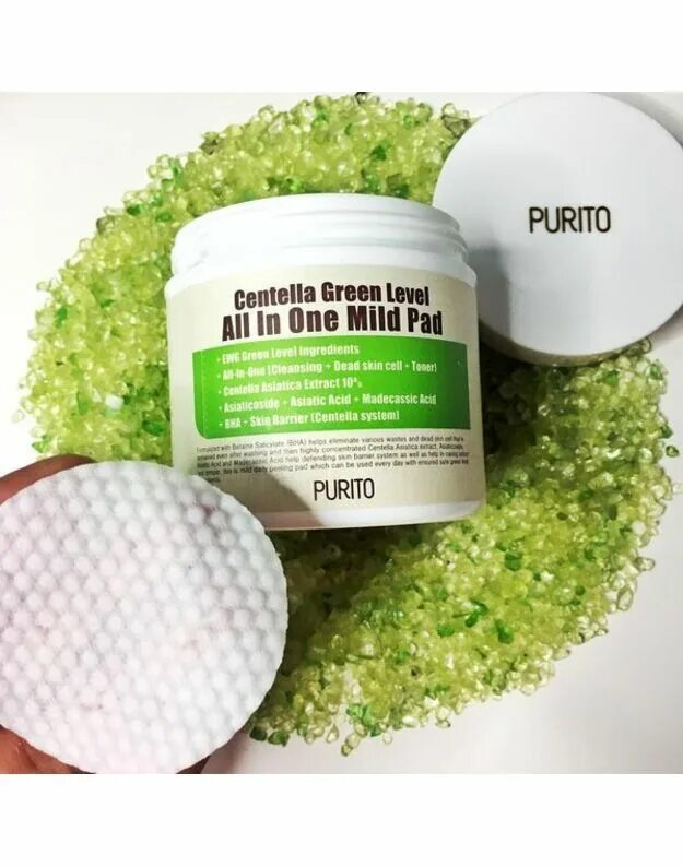 Peeling Pad. Центелла. Centella Green Level all in one mild Pad. Purito Centella Green Level all in one mild Pad. Purito пилинг-диски с центеллой азиатской Centella Green Level all in one mild Pad 4.5мл/10шт.