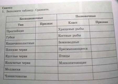 Таблица круглые черви 8 класс
