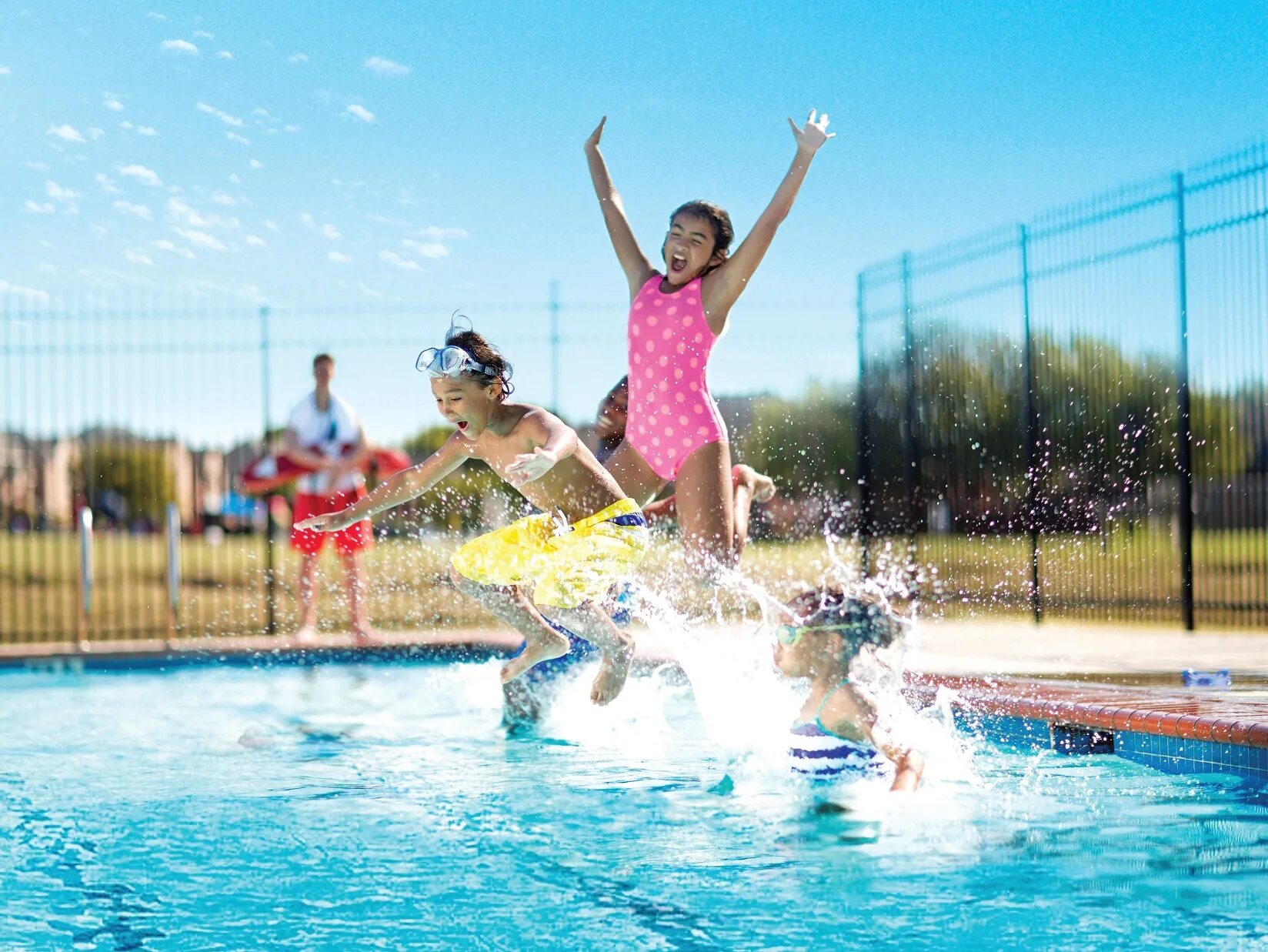 Enjoy swimming. Summer camp swimming. pool fun. camp in pool. utvik summer.
