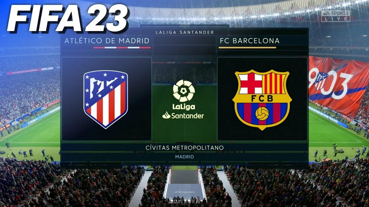 Атлетико мадрид барселона прямой эфир футбол. Атлетико Мадрид ФИФА 23. Atletico Madrid vs Barcelona. Барселона ФИФА 23. Барселона Атлетико Мадрид трансляция.