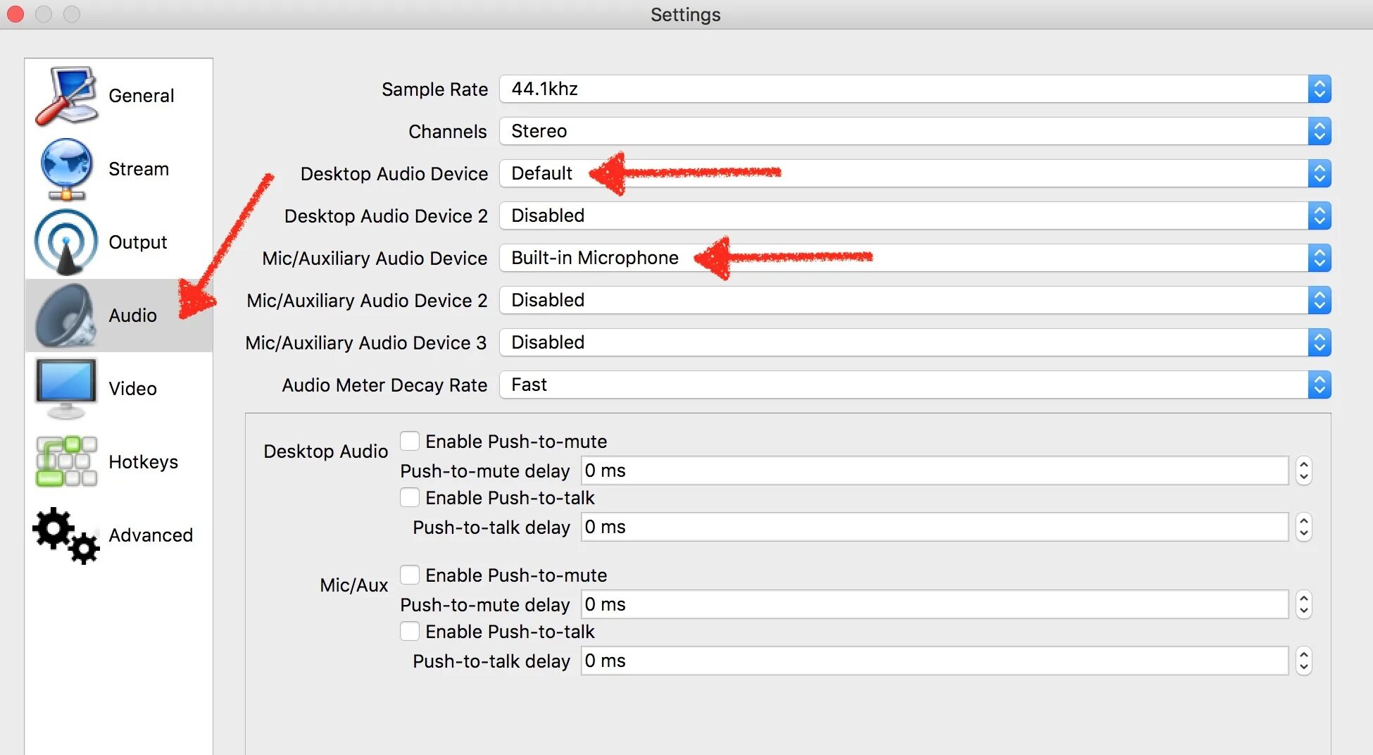 Как записать звук на маке. Audio settings. цветокоррекция в обс на маке. obs desktop audio device disabled mac. меню настройки dji pocket 2 схема.