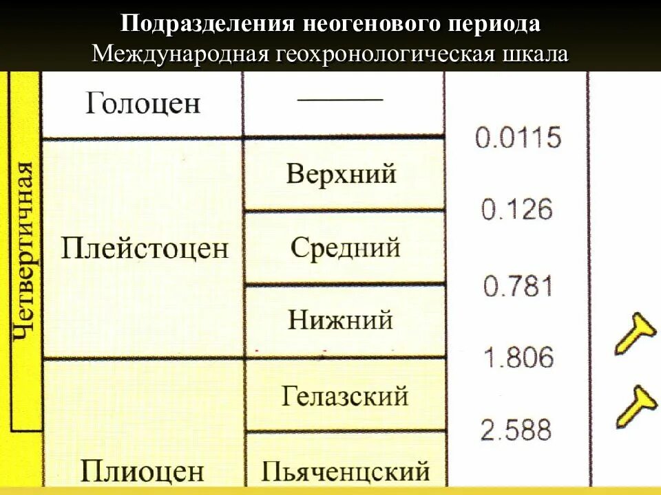 Кайнозойская геологическая эра. Геохронологическая шкала кайнозоя. Геохронологическая шкала неоген. Геохронологическая шкала четвертичного периода. Плейстоцен эпохи таблица.