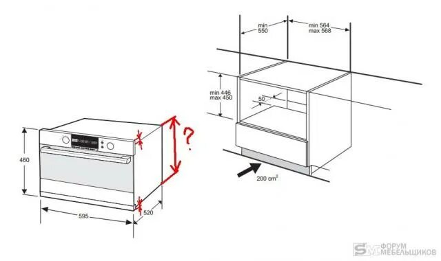 Форум духовые шкафы. Вентиляция встроенной духовки. Вентиляция духового шкафа встраиваемого. Зазоры у встраиваемого духового шкафа. Направляющие для монтажа встроенной духовки.