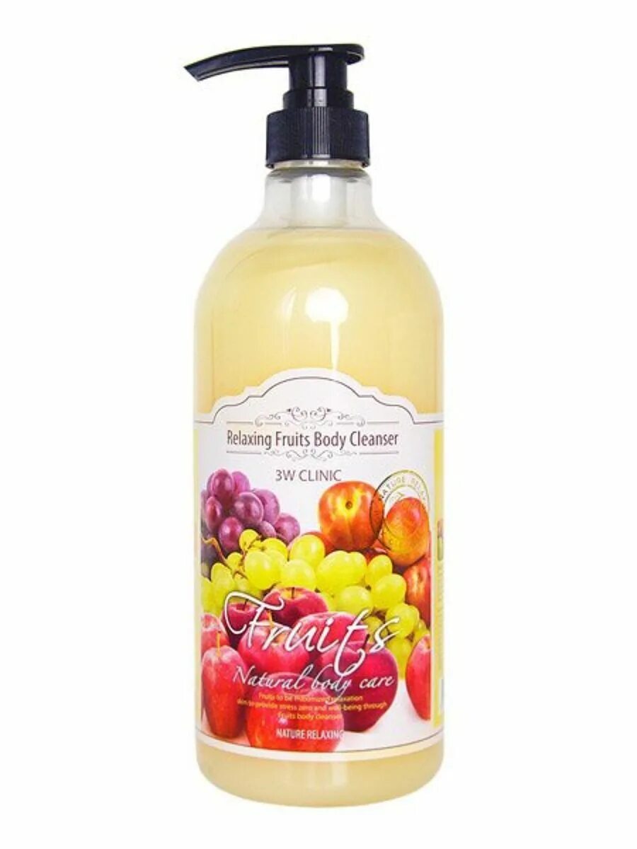 Гель для душа 1000 мл. 3w Clinic Relaxing Fruits body Cleanser, 1000мл. Гель для душа с экстрактом фруктов - 3w Clinic Relaxing body Cleanser. [3w Clinic] гель для душа Акация Relaxing body Cleanser, 1000 мл. 3w расслаб. Гель д/душа, микс фруктов "Relaxing Fruits body Cleanser.