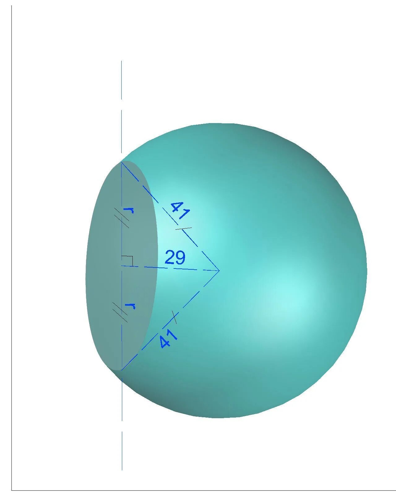 Половина радиуса шара. Радиус шара. Шар радиуса 41 дм. Шар в разрезе диаметр радиус. Площадь сечения шара равна 41..