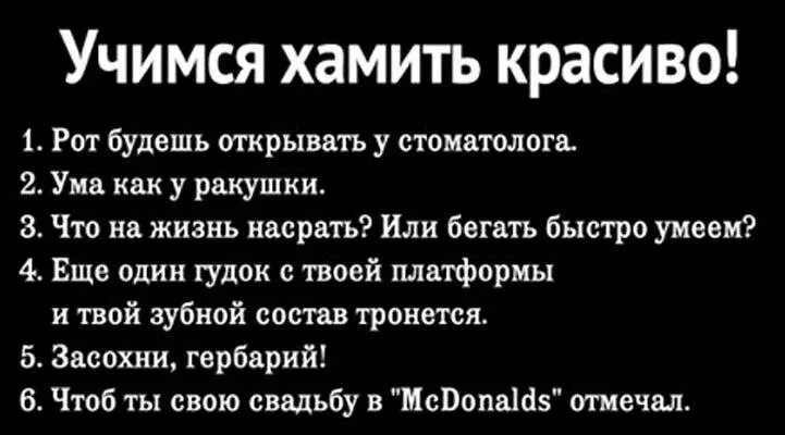 Как грамотно ответить на оскорбление. Учимся хамить красиво. хамим красиво фразы. цитаты учимся хамить красиво. как красиво ответить.