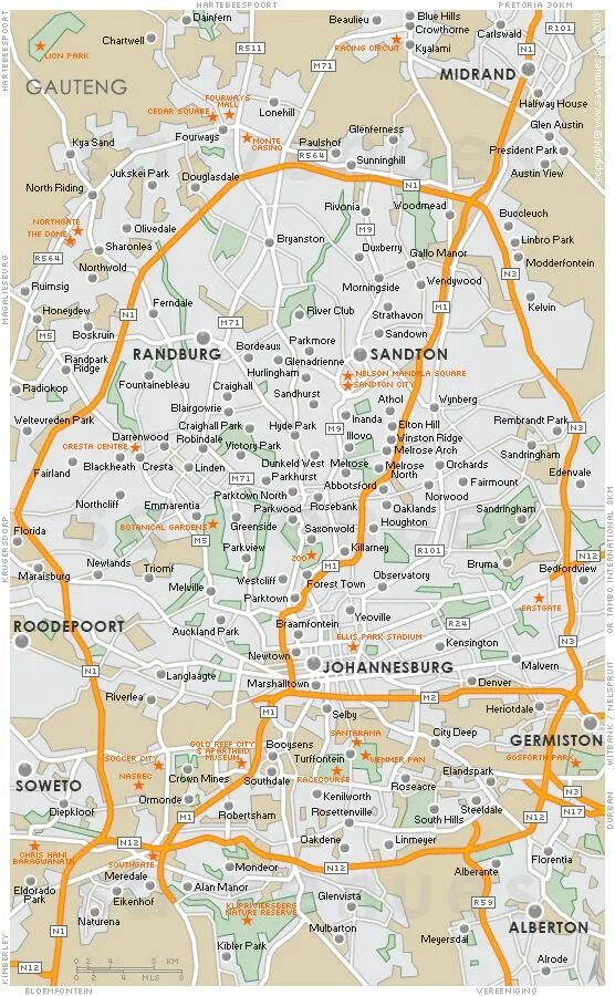 Йоханнесбург на карте. Карта Йоханнесбурга с районами. Замок Йоханнесбург на карте. Аэропорт Йоханнесбург на карте.