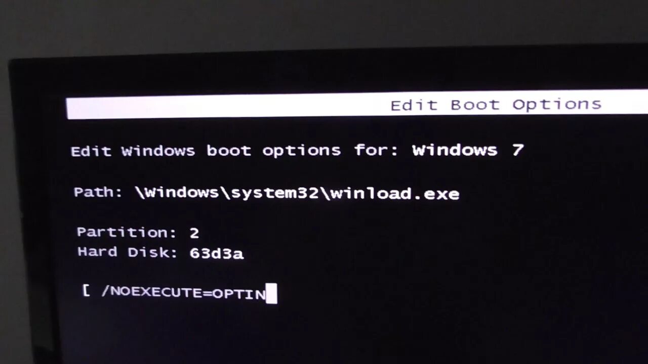 Boot menu виндовс 7. Noexecute optin что это. Edit Boot options Windows. Edit Boot options что делать. Edit options