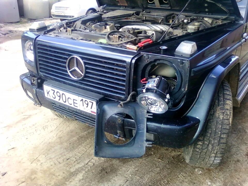 Гелендваген как снять фару Рестайл передней и задней части авто Mercedes-Benz G-Class (W463), 5 л, 2005 г