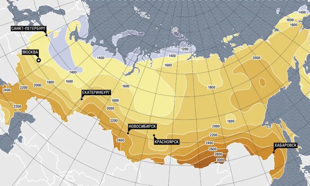 Карта инсоляции России. Количество солнечных часов. Карта солнечной инсоляции России. Карта продолжительности солнечного сияния. Теплая карта россии