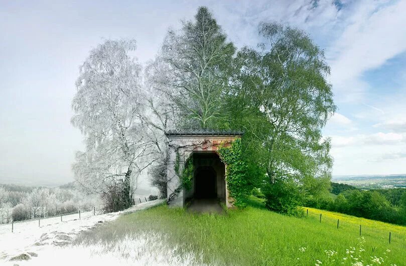 что такое межа в феврале. ноябрь природа. водоем зимой и летом. зима с летом встречается. граница осени и зимы.