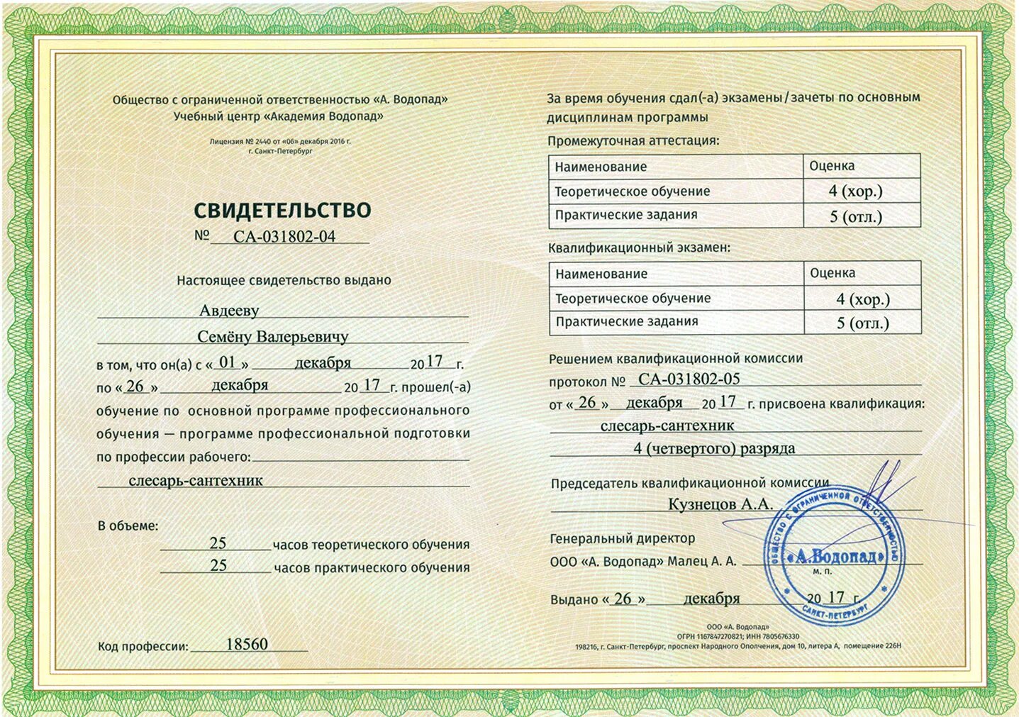 Программа профессионального обучения слесарь