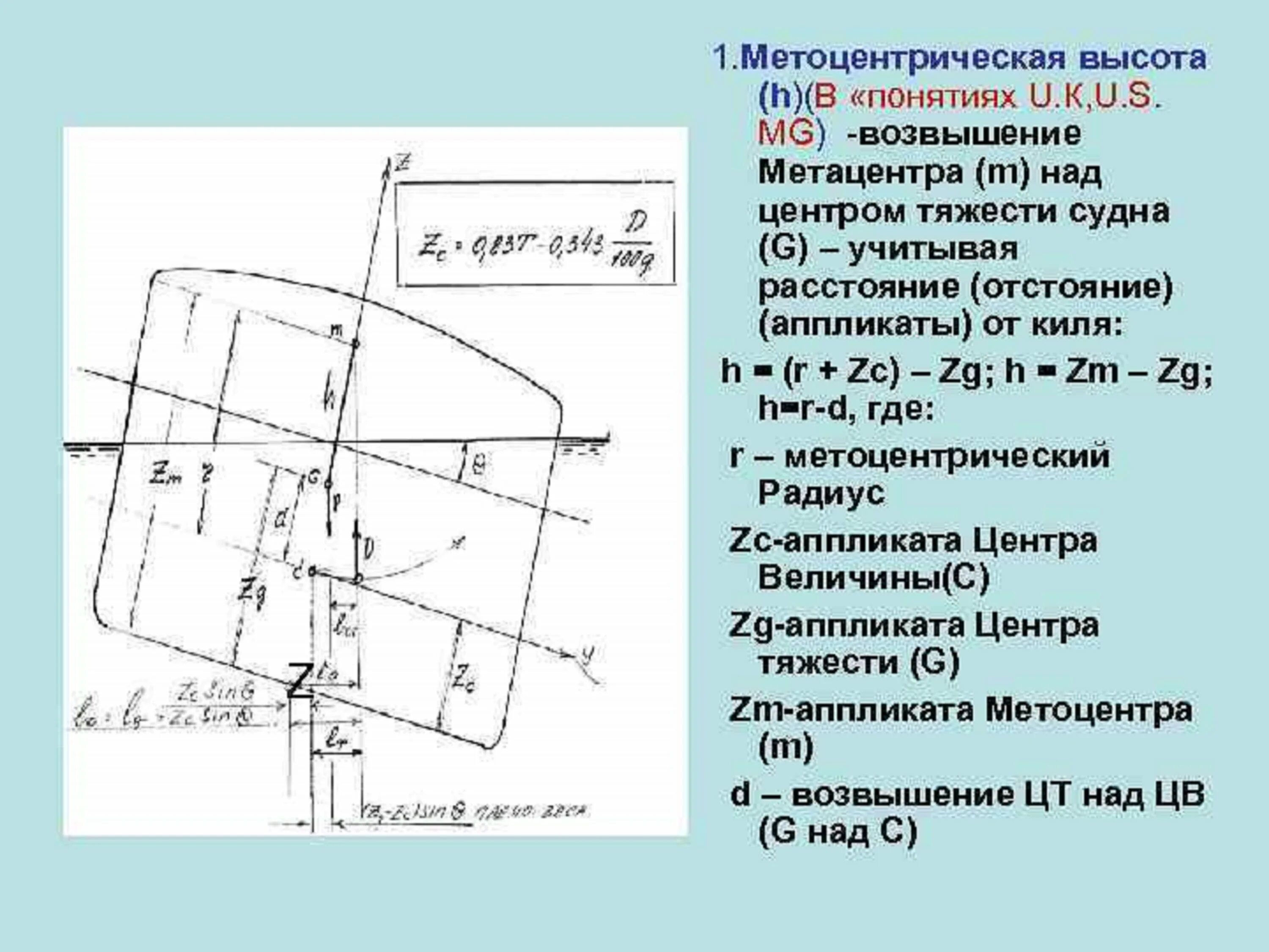 Расстояние между центрами тяжести. Центр тяжести метацентр центр величины судна. Абуисса Венора тяжести скдна. Остойчивость центр тяжести судна. Аппликата центра тяжести судна формула.