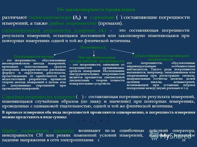 составляющие погрешности результата измерения
