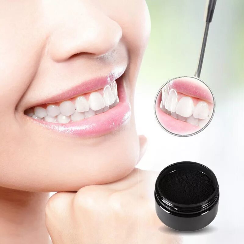 Teeth Whitening Charcoal Powder. Красивые зубы. Стоматология фон. Здоровые зубы красивая улыбка.