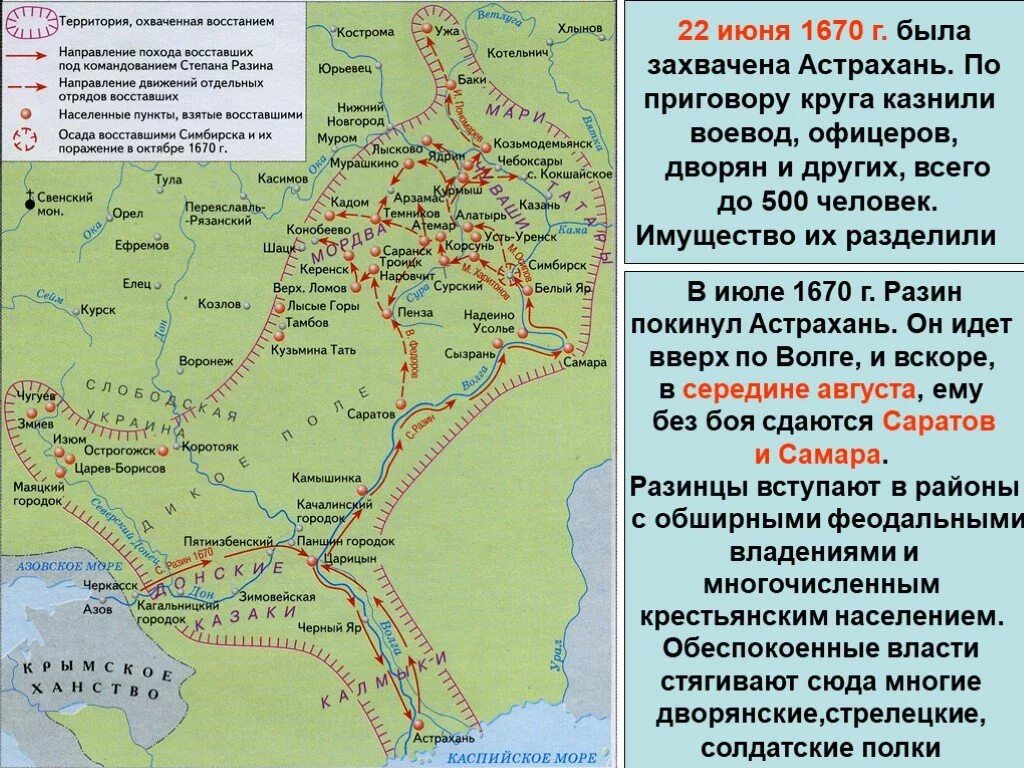 Поход Степана Разина в 1670 карта. Восстание Степана Разина карта. Восстание Степана Разина карта ЕГЭ. Какой город почти шесть месяцев осаждали