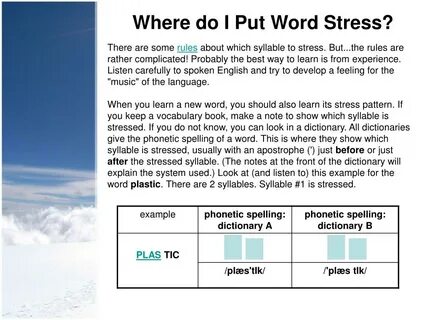 Word stress writing