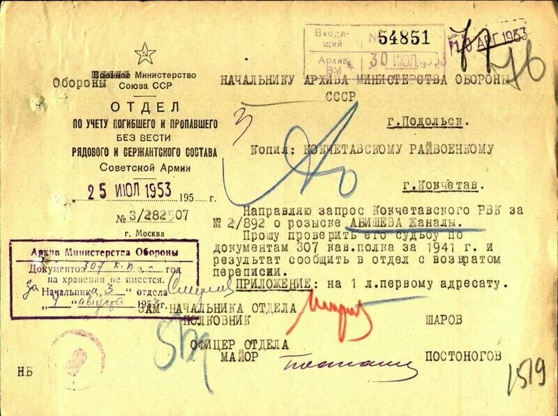 Найти данные об участнике. Архивные данные по фамилии. илийский рвк, казахская сср, алма-атинская обл., илийский. татарская асср место рождения. спецпоселок казахская сср.