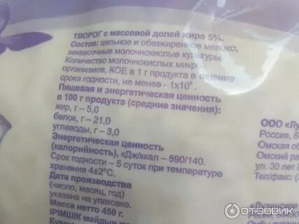 Срок годности творога в упаковке
