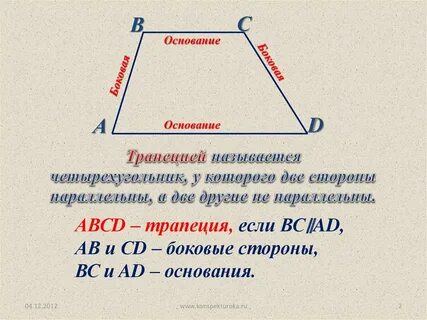Трапеция четырехугольник у которого две стороны параллельны