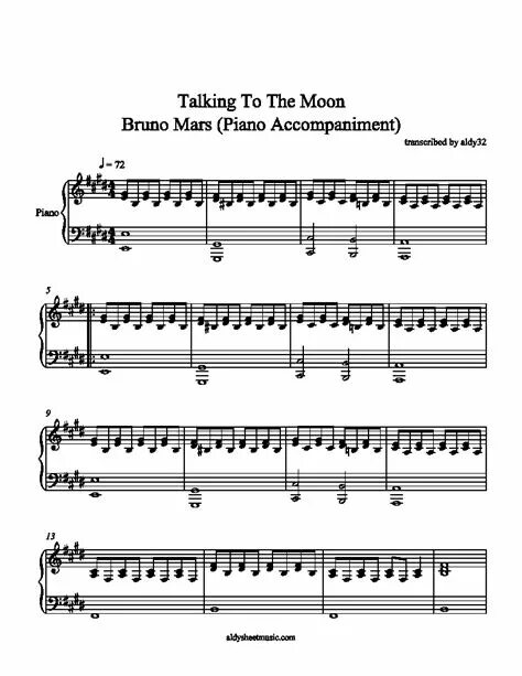 Talking to the moon bruno. Talking to the Moon на пианино. Talking to the Moon Ноты. Talking to the Moon Ноты для фортепиано. Bruno Mars talking to the Moon Ноты для фортепиано.