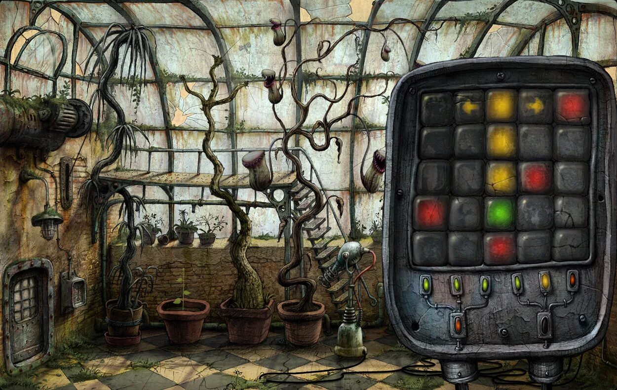 Игра машинариум полная игра. Якуб Дворски Машинариум. Machinarium оранжерея. Машинариум оранжерея головоломка. Машинариум робот.