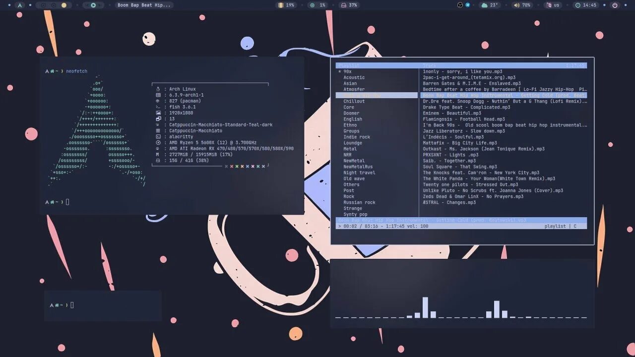 Hyprland arch. Hyprland linux. rice polybar. bspwm polybar. sddm-catppuccin-git r33.7b7a86e-1.