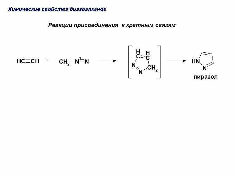 Циклопропан и бром продукт взаимодействия. Химические свойства диазосоединений. Диазоалканы. Азотсодержащие производные углеводородов. Получение диазоалканов.