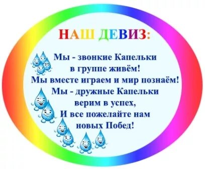 Девиз команды дошкольников. Девиз группы капельки в детском саду. Девиз группы капельки. Название группы капельки. Логотип группы капельки.