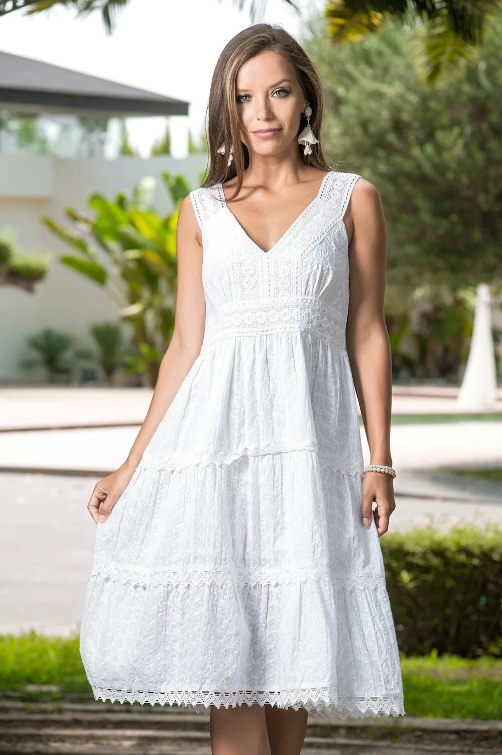 Хлопковый сарафан. Платье из прошвы. Платье из хлопка. Летнее платье. Сарафан на пуговицах.