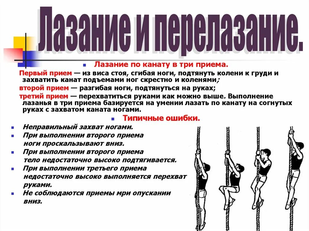 Лазанье по канату в три приёма. Техника лазания по канату по физкультуре. Лазание по канату 6 класс физкультура. Лазание по канату в 2 приема техника. Лазание по канату в 3 приема техника.