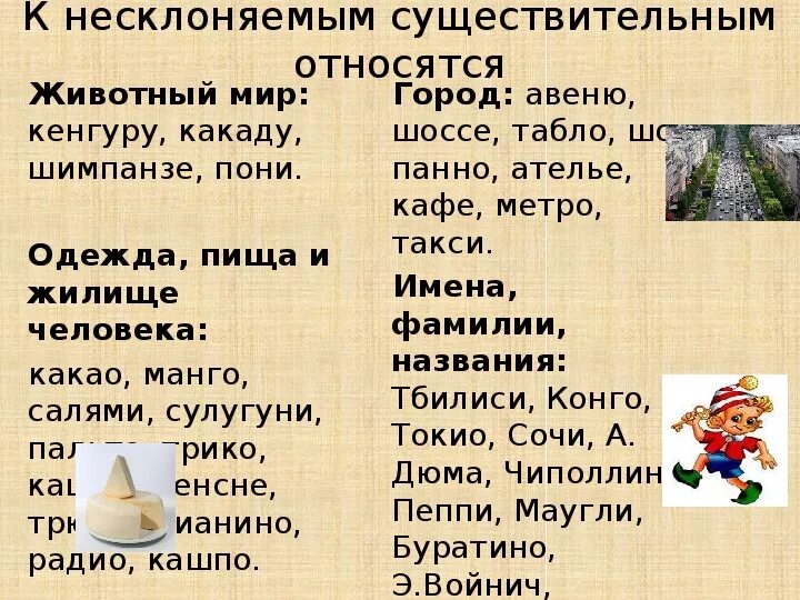 Несклоняемые существительные 5 класс карточки