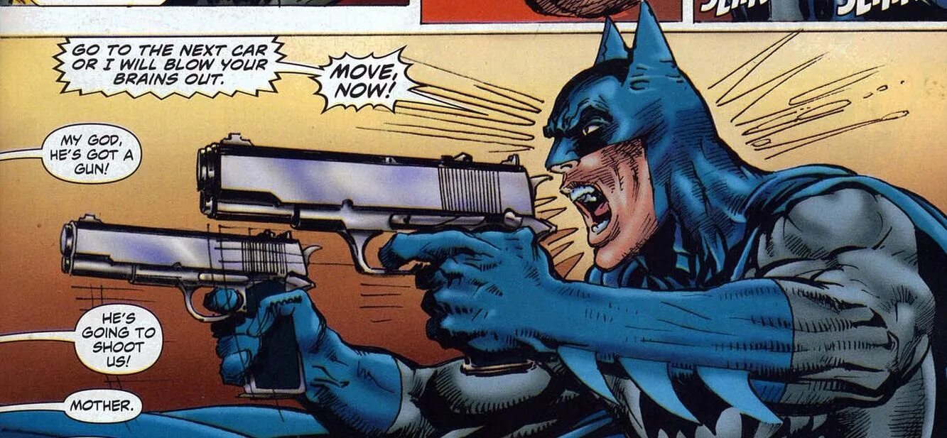 Just enough guns. Бэтмен с пистолетом. Бэтмен с револьвером.