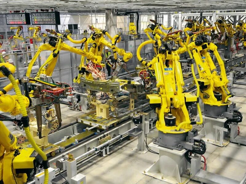 Промышленные роботы. Роботы в машиностроении. Сборочные промышленные роботы. Роботы на производстве.