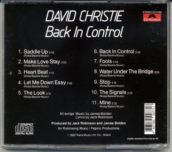 Дэвид Кристи 1982. Terminal CD back. Rainbow Finyl Vinyl CD back. David Christie Saddle up. Back in control